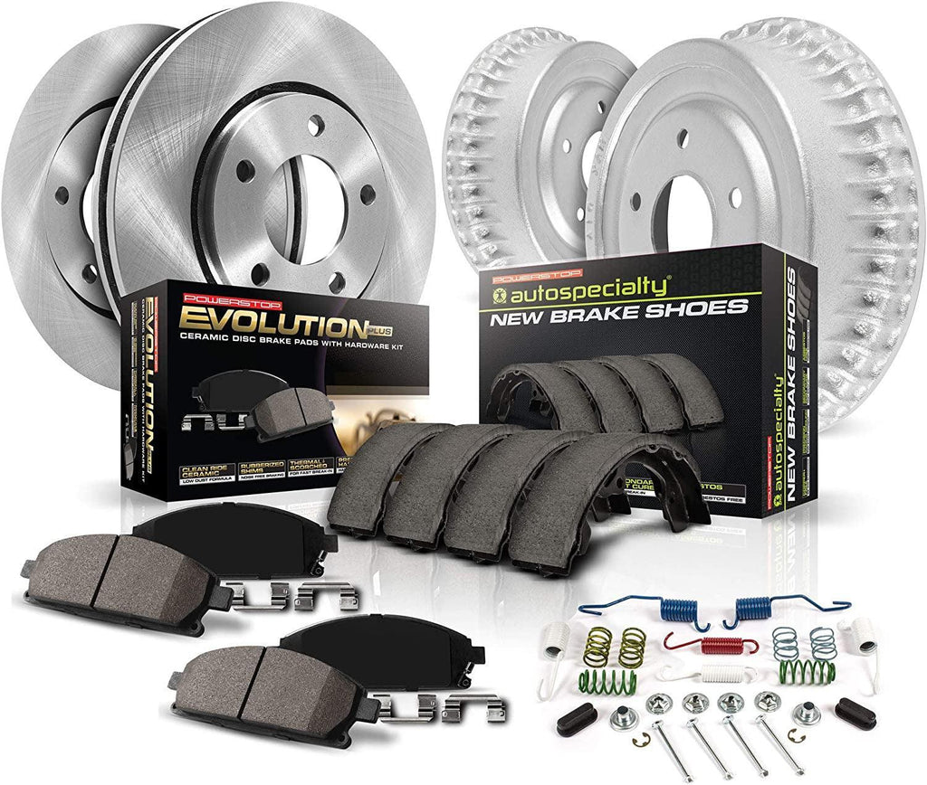 KOE15456DK Autospecialty Front and Rear Brake Kit-Oe Rotors/Drums & Ceramic Brake Pads