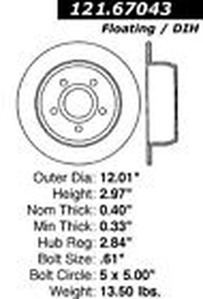 Centric Rear Disc Brake Rotor for 1999-2004 Grand Cherokee (121.67043)