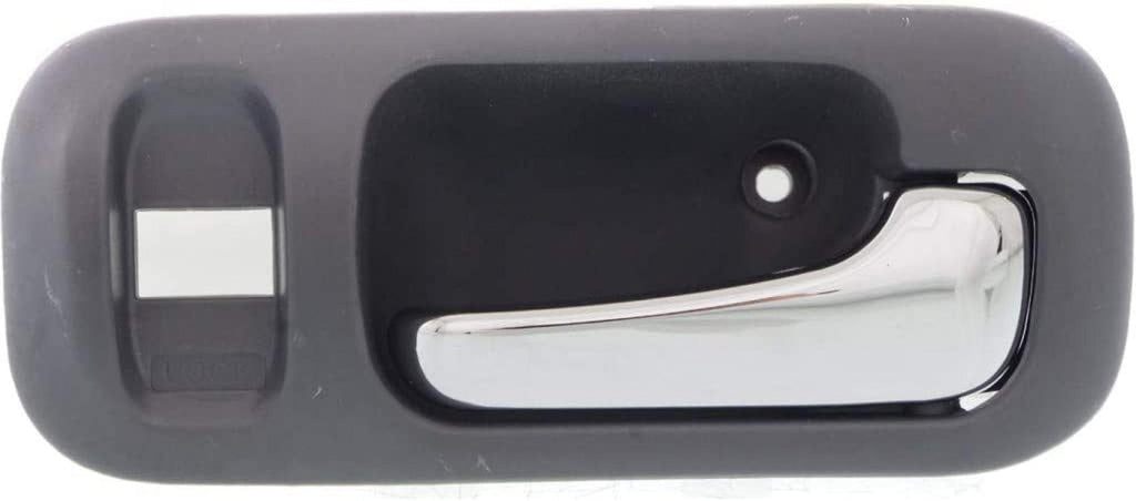 for Honda Odyssey Interior Door Handle Front, Passenger Side Gray Bezel with Chrome Lever (1995-1998) | with Door Lock Hole | Trim: LX/EX | HO1353139 | 72124SX0003ZB