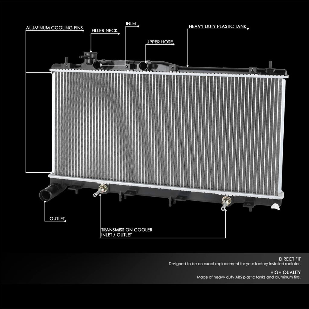 OEM-RA-13281 1-Row Aluminum Core Radiator Compatible with 10-14 Legacy Outback 3.6L AT,27-1/16" W X 13-3/4" H X 5/8" D,1-1/8" Inlet / 1-9/16" Outlet