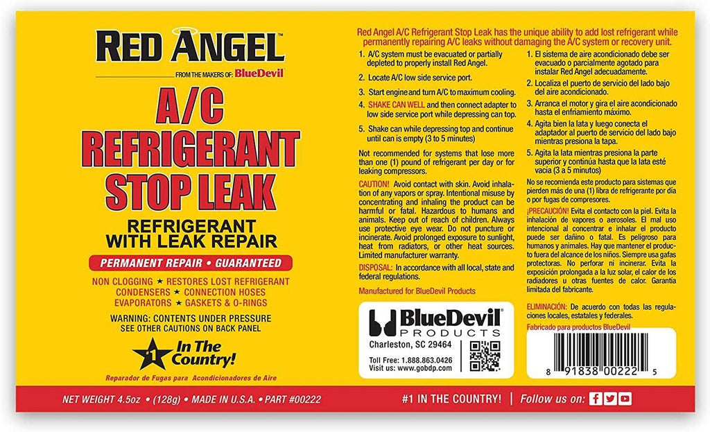 Bluedevil Products Red Angel 00222 A/C Stop Leak & Conditioner - 4.5 Ounce