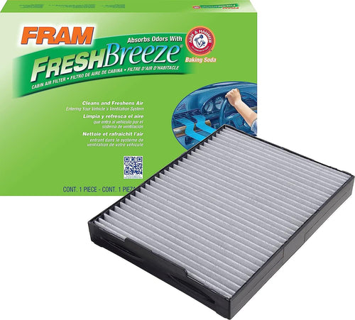 Fresh Breeze Cabin Air Filter Replacement for Car Passenger Compartment W/ Arm and Hammer Baking Soda, Easy Install, CF11925 for Select Suzuki Vehicles , White