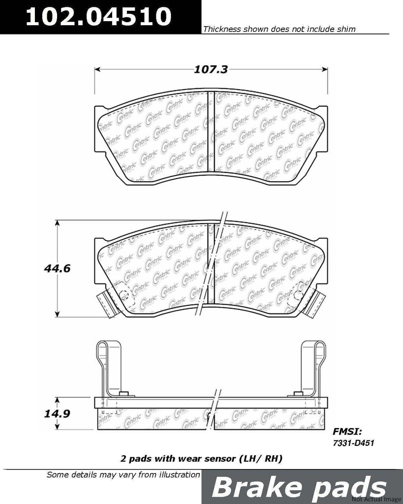 Centric Front Disc Brake Pad for Metro, Swift, Firefly, Sprint (102.04510)