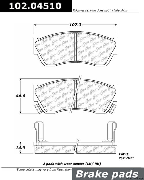 Centric Front Disc Brake Pad for Metro, Swift, Firefly, Sprint (102.04510)