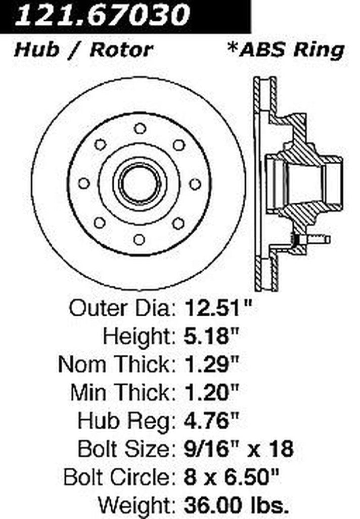 Centric Front Disc Brake Rotor for 1994-1999 Dodge Ram 2500 (121.67030)
