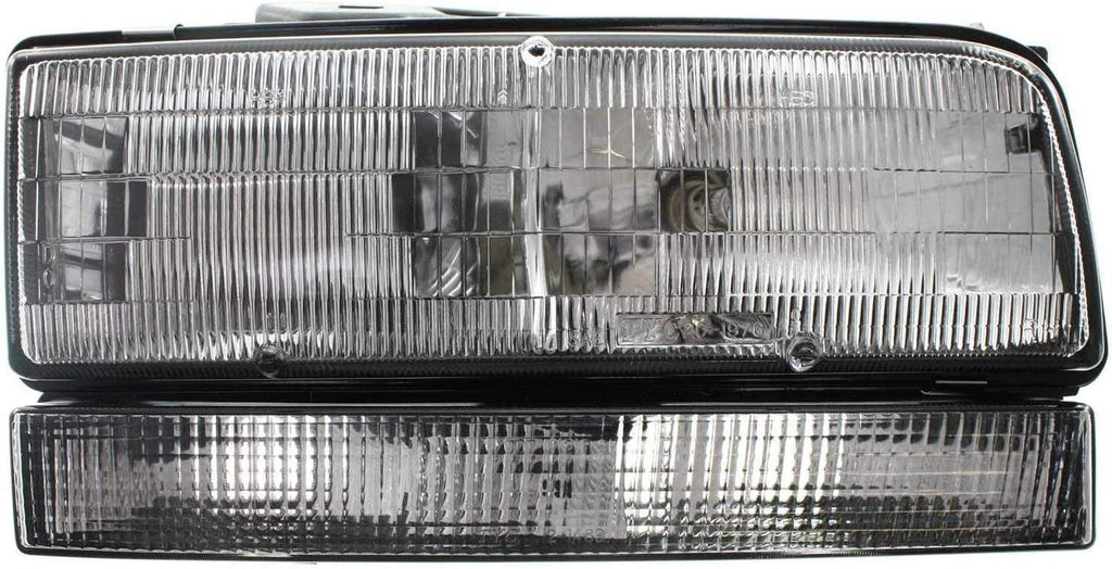 Headlight Assembly Compatible with 1992-1993 Buick Lesabre and 1991-1993 Buick Park Avenue Halogen, with Black Trim (Includes Park Light), Set of 2, Driver and Passenger Side