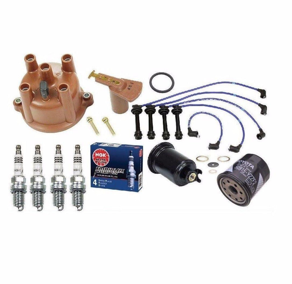 FOR Toyota Corolla OEM Tune up Cap Rotor NGK Wires Iridium Spark Plugs Kit