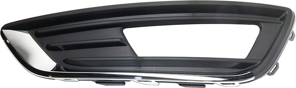 Fog Light Trim Compatible with 2015-2019 Ford Focus Black and Chrome Front, Driver Side