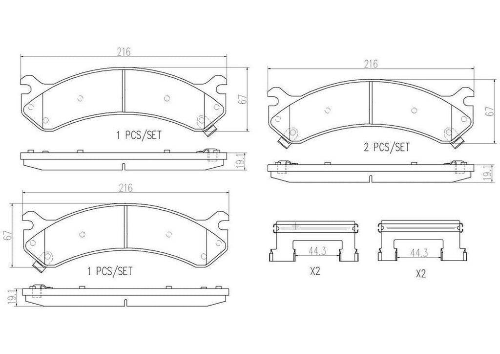 Front Disc Brake Pad Set for Express 2500, Express 3500+More (P10026N)