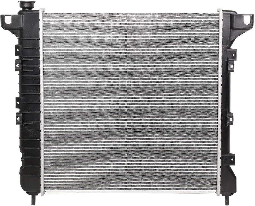 OEM-RA-1905 OE Style Aluminum Cooling Radiator Replacement Compatible with 97-99 Dakota / 98-00 Durango AT, 21-7/8" W X 22-7/16" H X 1-1/4" D, 1-1/2" Inlet, 1-3/4" Outlet