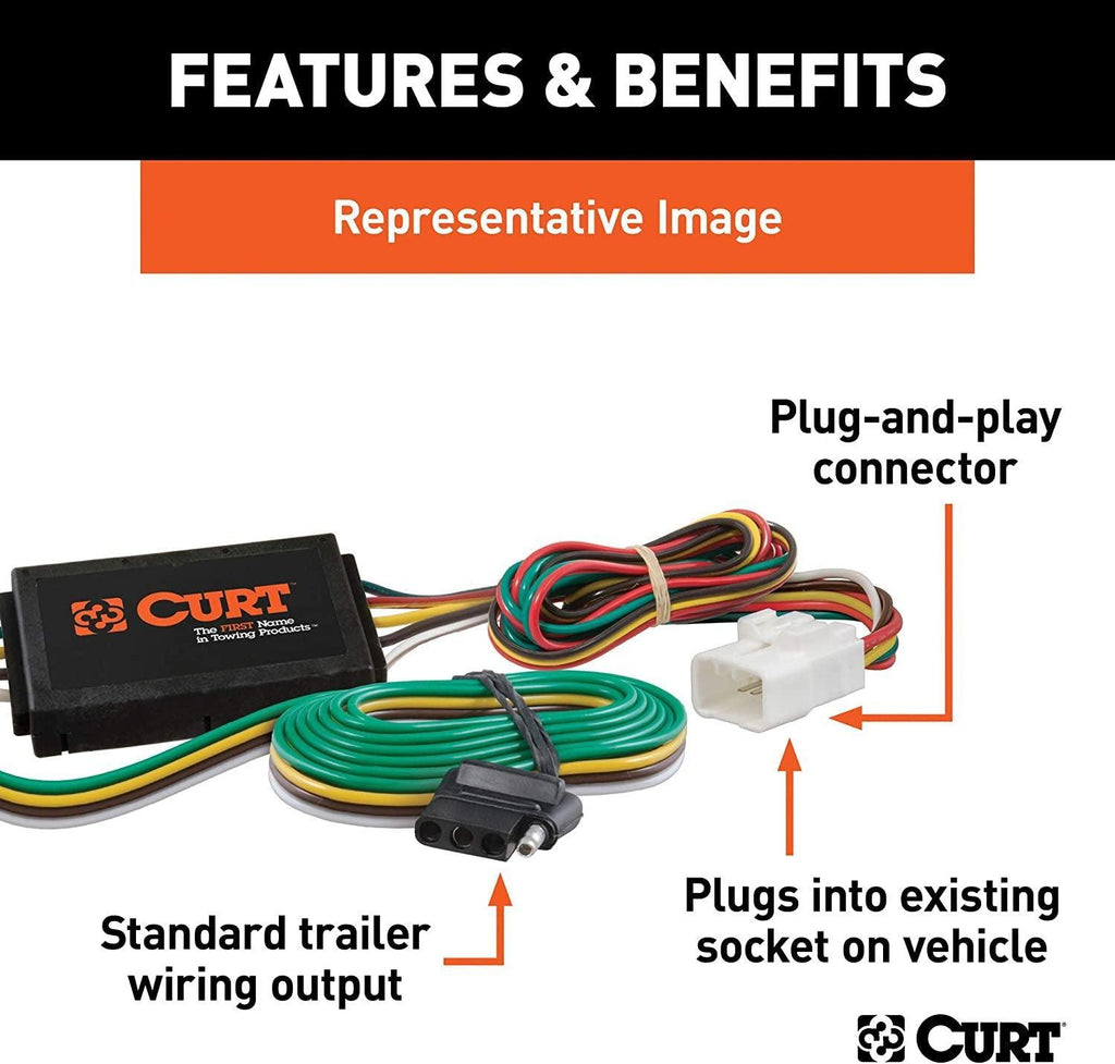 CURT 55378 Vehicle-Side Custom 4-Pin Trailer Wiring Harness, Fits Select Toyota Tundra , Black