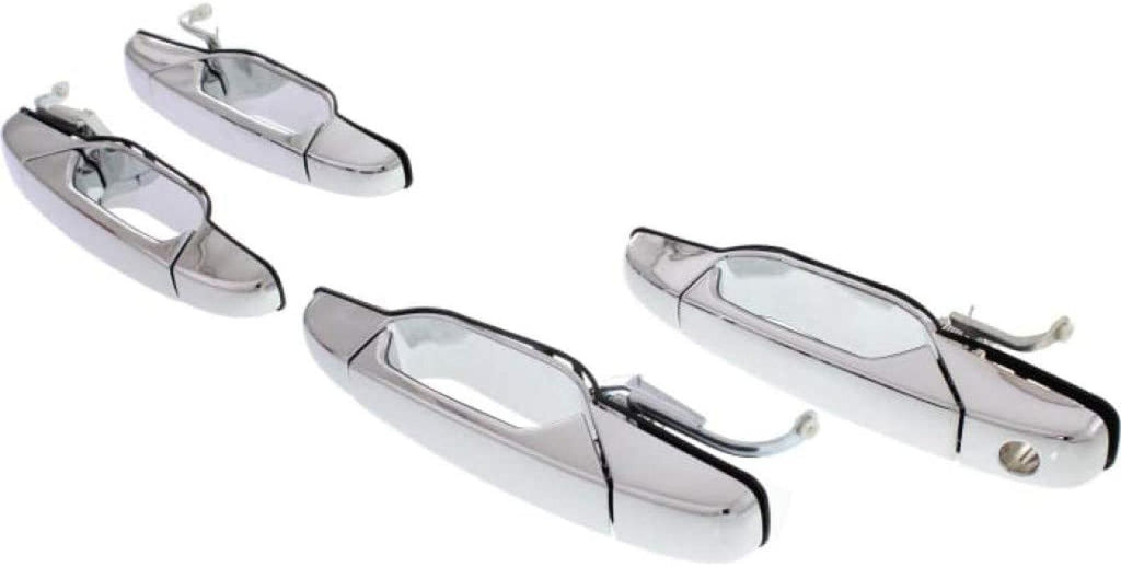 for Chevy Silverado 1500 Exterior Door Handle Front and Rear Driver and Passenger Side Chrome 2007-2013 | Set of 4 | Front Driver Side - with Key Hole | Trim: All Submodels