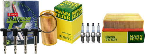 Premium Engine Oil Air Filters with 4 Direct Ignition Coils and 4 Platinum TT Spark Plugs Tune up Kit