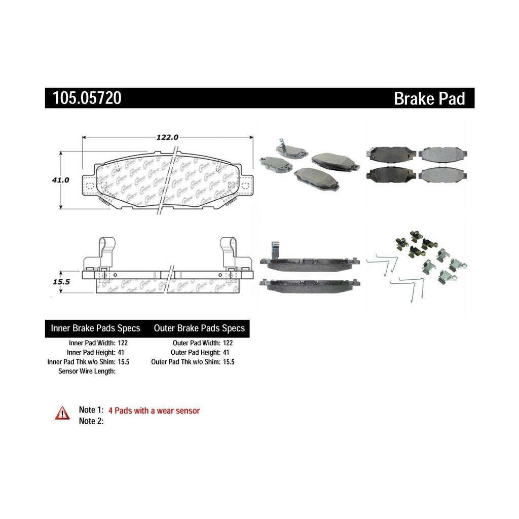 Centric Rear Disc Brake Pad for SC300, SC400, Supra, GS300 (105.05720)