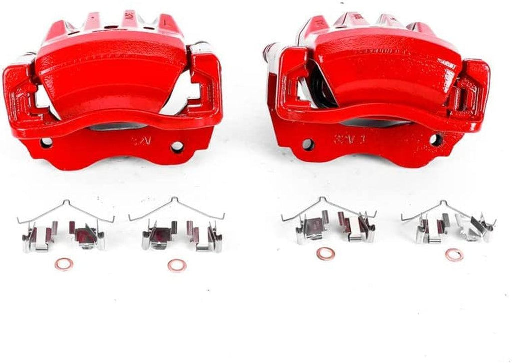 Front S2774 Pair of High-Temp Red Powder Coated Calipers