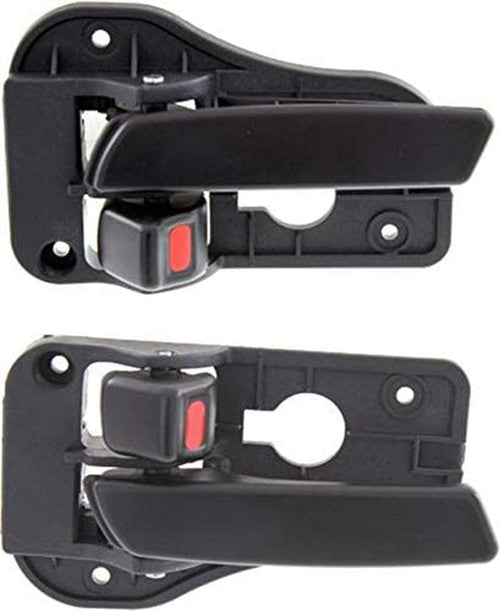 Interior Door Handles Compatible with Rondo 07-12 Set of 2 Front or Rear Left and Right Side Plastic Black W/Door Lock Button