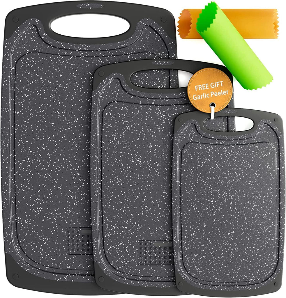Tribal Cooking Cutting Boards - 3 Set - Warrior Strength Small to Extra Large Cutting Boards for Kitchen, Meat, Vegetables - Dishwasher Safe, Juice Groove, Non-Slip Rubber Chopping Board Set