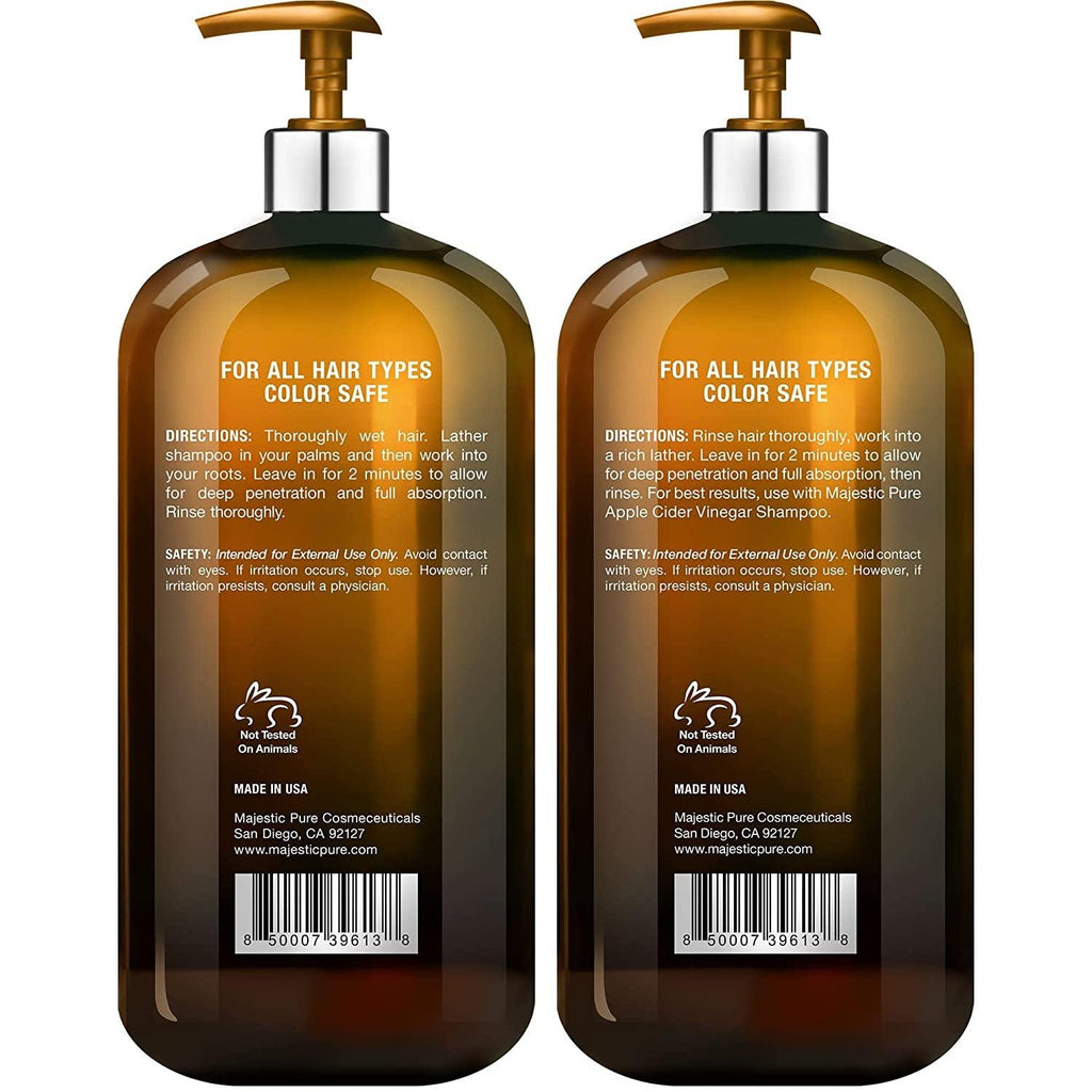MAJESTIC PURE Apple Cider Vinegar Shampoo and Avocado Coconut Conditioner Set - Restores Shine & Reduces Itchy Scalp, Dandruff & Frizz - Sulfate Free, for All Hair Types, Men and Women - 2 X 16 Fl Oz