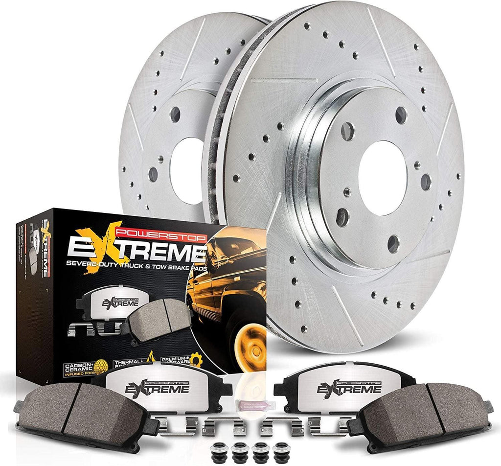 K8030-36 Rear Z36 Truck & Tow Brake Kit, Carbon Fiber Ceramic Brake Pads and Drilled/Slotted Brake Rotors