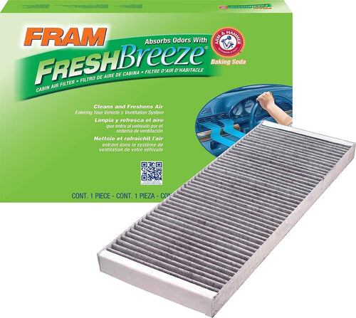 Fresh Breeze Cabin Air Filter Replacement for Car Passenger Compartment W/ Arm and Hammer Baking Soda, Easy Install, CF8110A for Select Audi and Volkswagen Vehicles , White