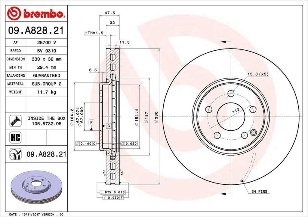 Brembo Front Disc Brake Rotor for E550, E500 (09.A828.21)
