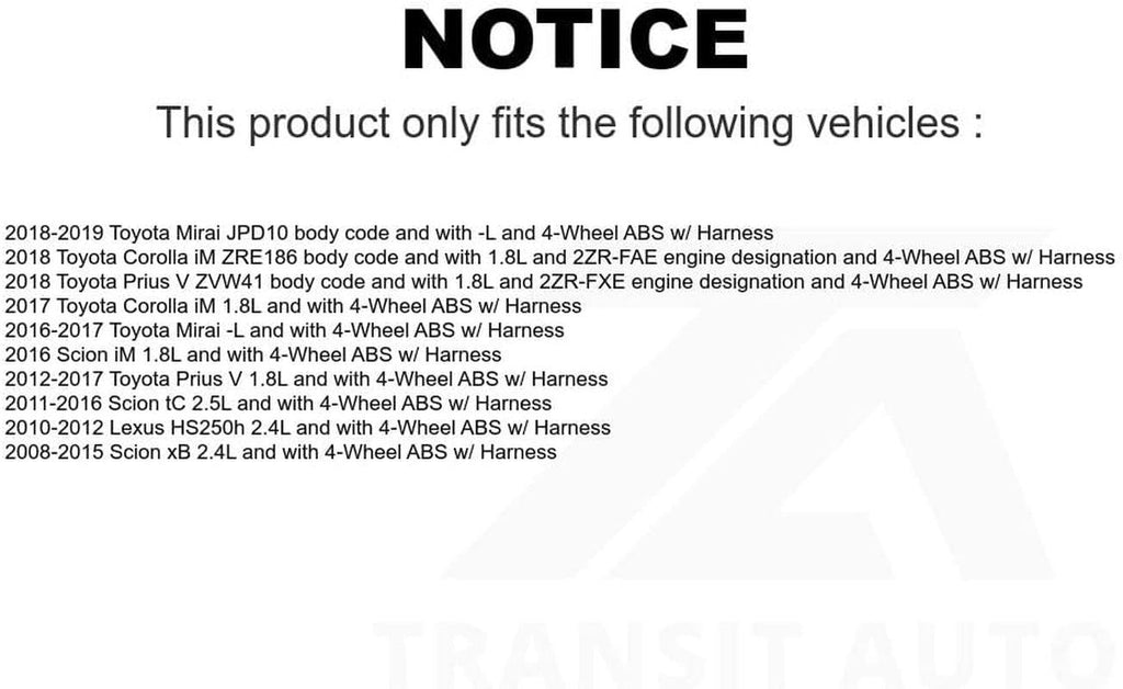 Mpulse Front Right ABS Wheel Speed Sensor SEN-2ABS0729 for Scion Toyota Xb Prius V Tc Corolla Im Lexus Hs250H Mirai W/Harness