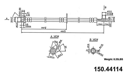 Centric Brake Hydraulic Hose for Solara, ES330, Camry, ES300 150.44114