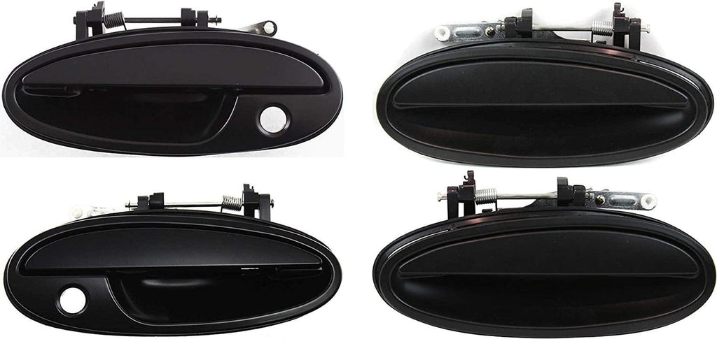 Front Exterior Door Handle Set of 4 Compatible with 1997-1999 Buick Riviera, Fits 1997-1999 Oldsmobile Aurora Smooth Black Driver and Passenger Side
