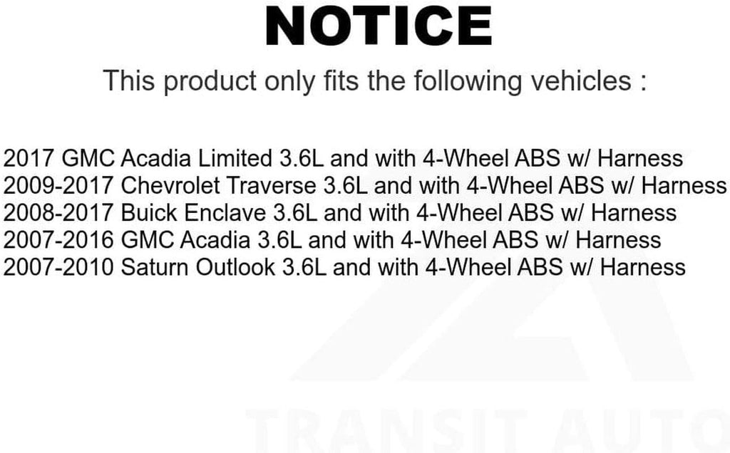 Mpulse Front ABS Wheel Speed Sensor SEN-2ABS3255 for Chevrolet Traverse GMC Acadia Buick Enclave Saturn Outlook Limited W/Harness 3.6L with 4-Wheel