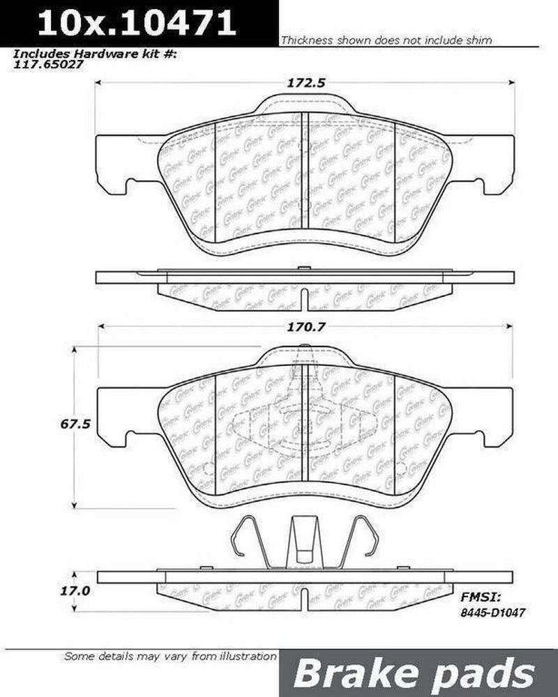Centric Front Disc Brake Pad for Escape, Mariner, Tribute (301.10471)