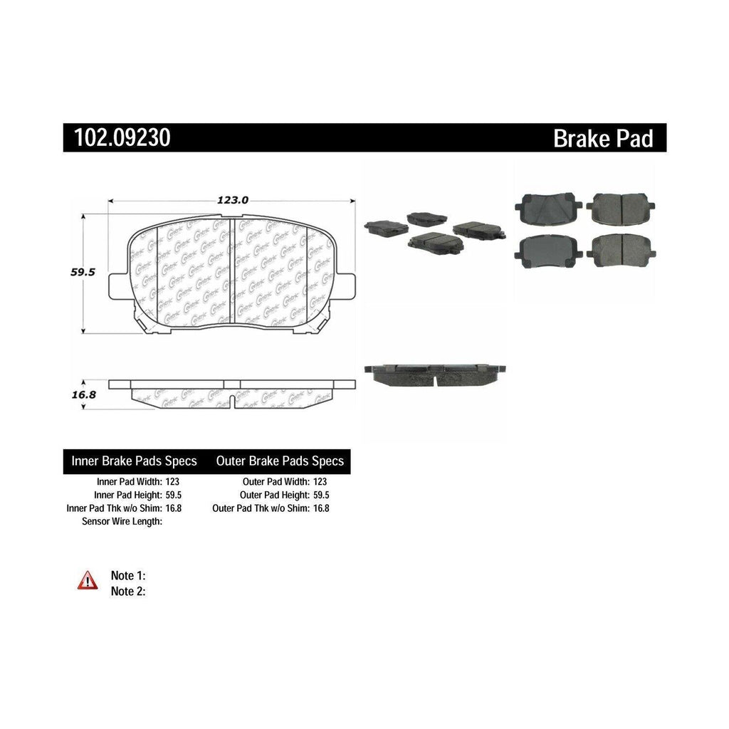 Centric Front Disc Brake Pad for Vibe, Corolla, Matrix (102.09230)