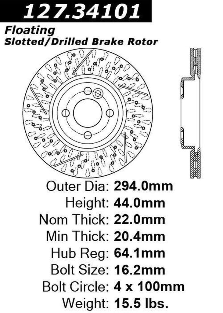 Front Disc Brake Rotor for S65 AMG, Cooper, S63 AMG, Cl600+More (127.34101)