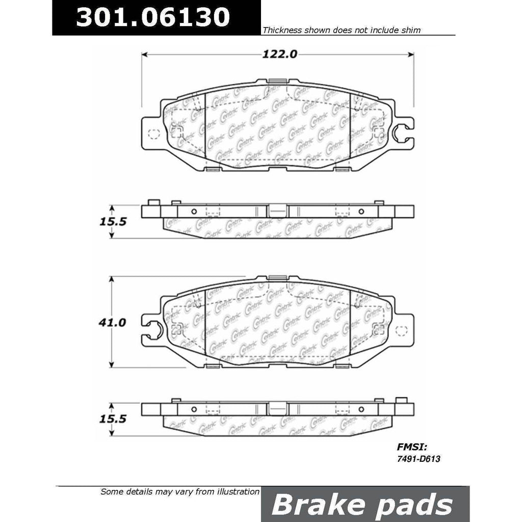 Centric Rear Disc Brake Pad for 1993-2000 LS400 (301.06130)