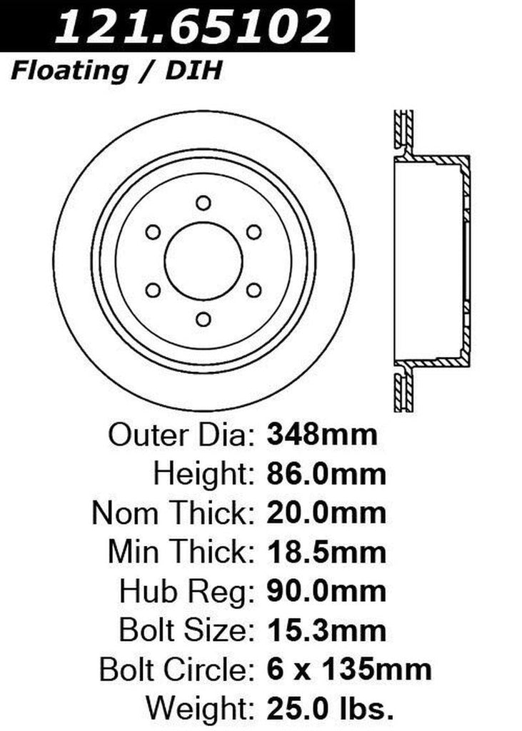 Centric Rear Disc Brake Rotor for F-150, Mark LT (121.65102)