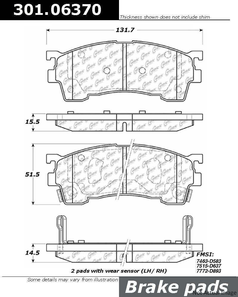 Centric Front Disc Brake Pad for Protege, Protege5, 626, Probe, MX-6 (301.06370)