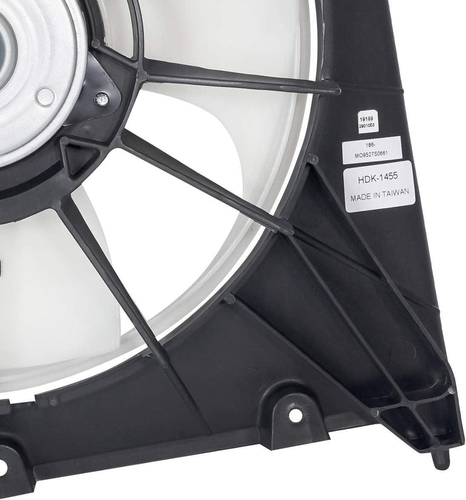OEM-RF-0186 Factory Style Radiator Cooling Fan Assembly Cooling Efficiency Improved Direct Replacement [Compatible with 15-19 Honda Fit],Black
