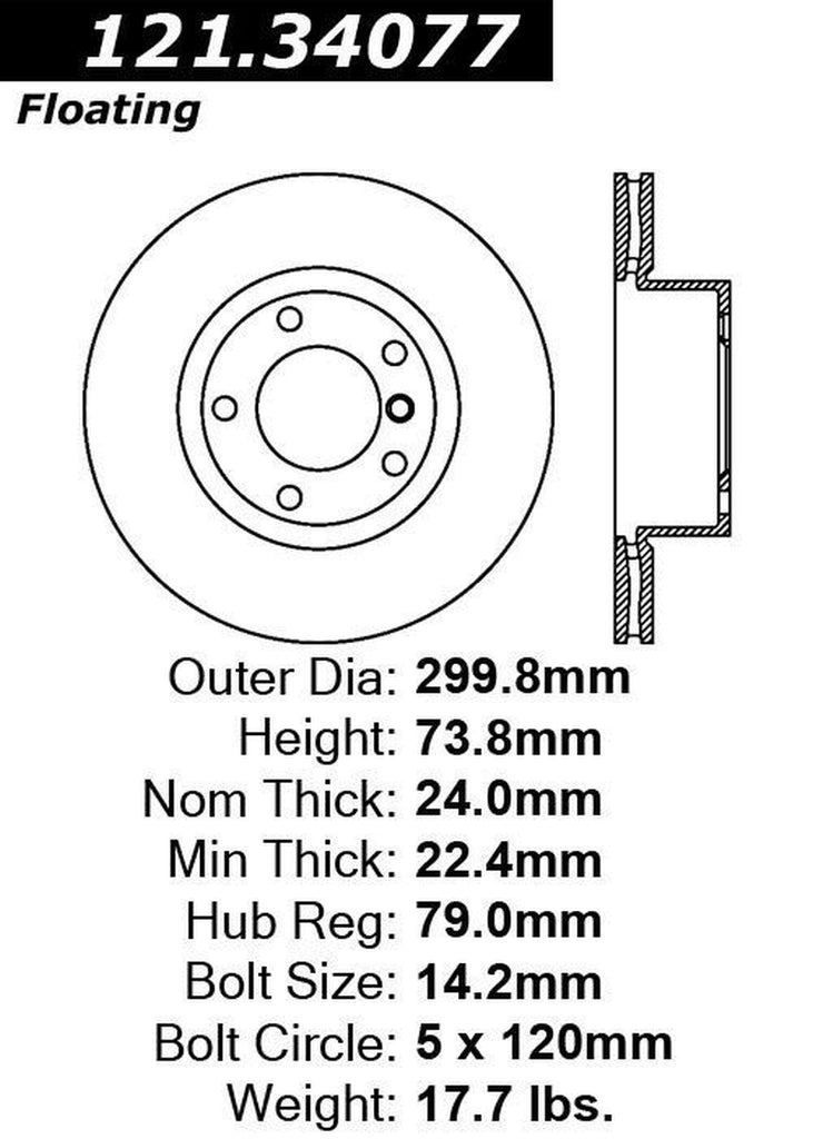 Centric Front Disc Brake Rotor for BMW (121.34077)