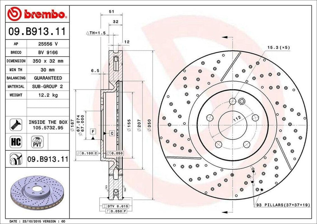 Brembo Front Disc Brake Rotor for CLA45 AMG, GLA45 AMG (09.B913.11)