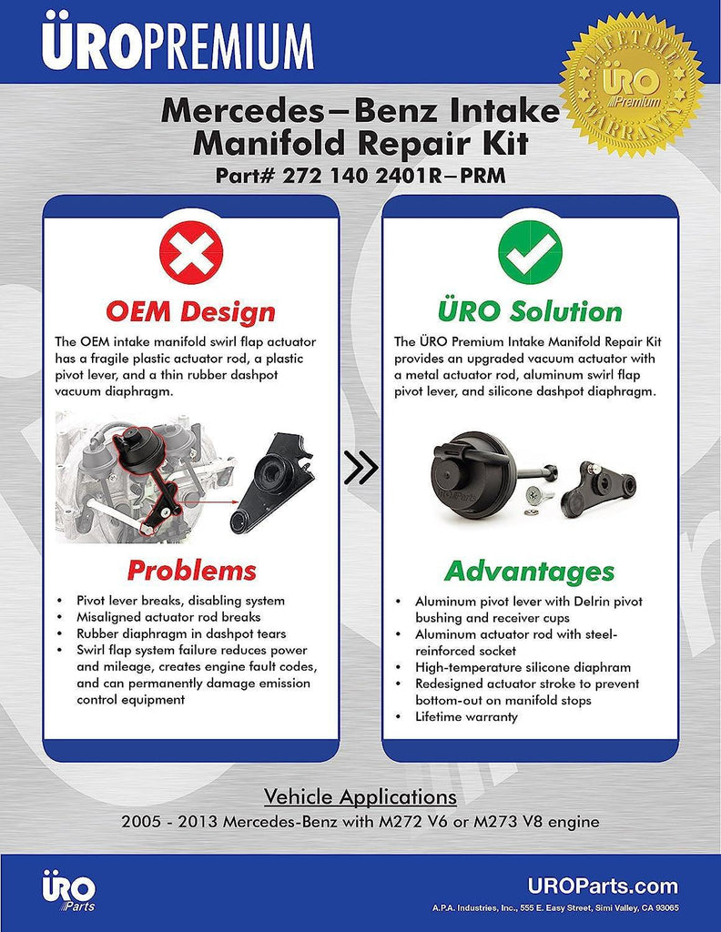 2721402401RPRM Intake Manifold Repair Kit, HD Actuator and Metal Rod and Silicone Diaphragm: HD Aluminum Pivot Lever, New Pivot Bolt