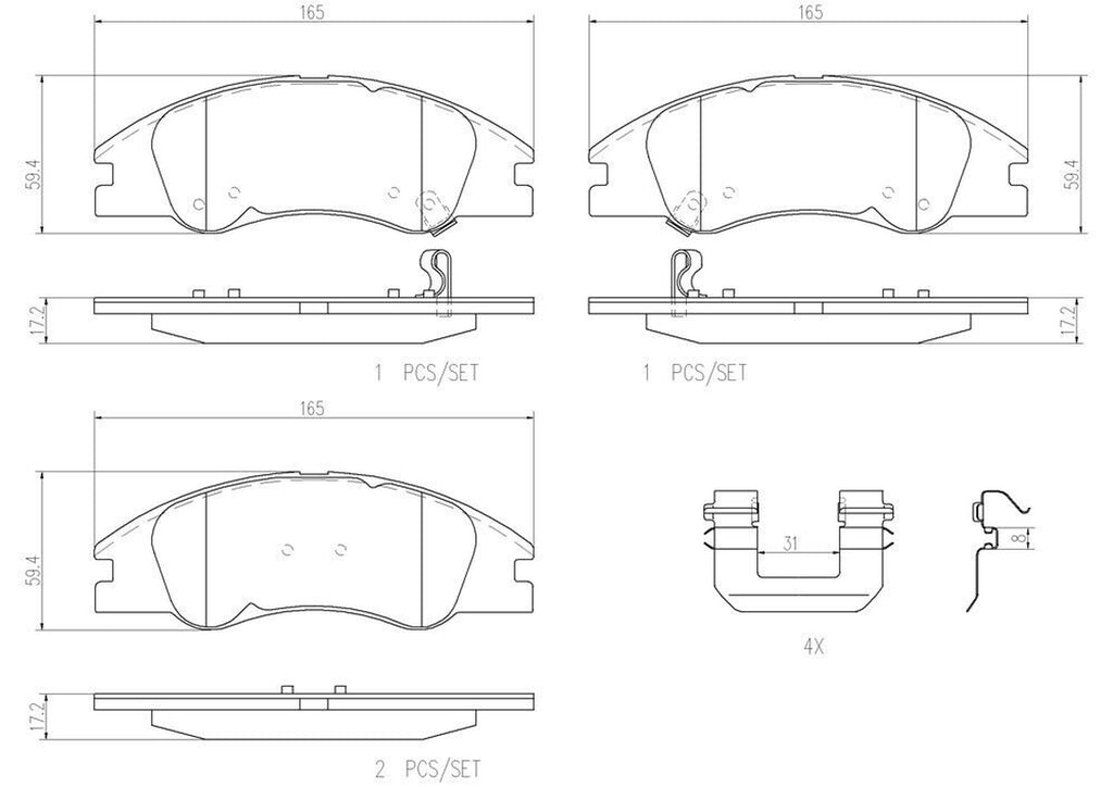 Brembo Front Disc Brake Pad Set for Kia (P30042N)