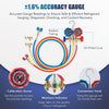 AC Gauges and Vacuum Pump, 3.5Cfm AC Vacuum Pump and Gauge Set for R134A R12 R22 R502, 3 Way AC Gauges with 3.5Cfm Vacuum Pump, with R134A Puncture and Self Sealing Can Taps, Adjustable Couplers