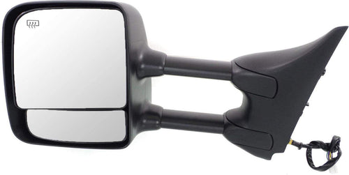 Driver Side Mirror Compatible with 2004-2015 Nissan Titan Manual Folding, Heated, with Memory, Chrome, with Blind Spot Glass, Towing, Power Glass, Black Base; Extends 4 Inches - NI1320204