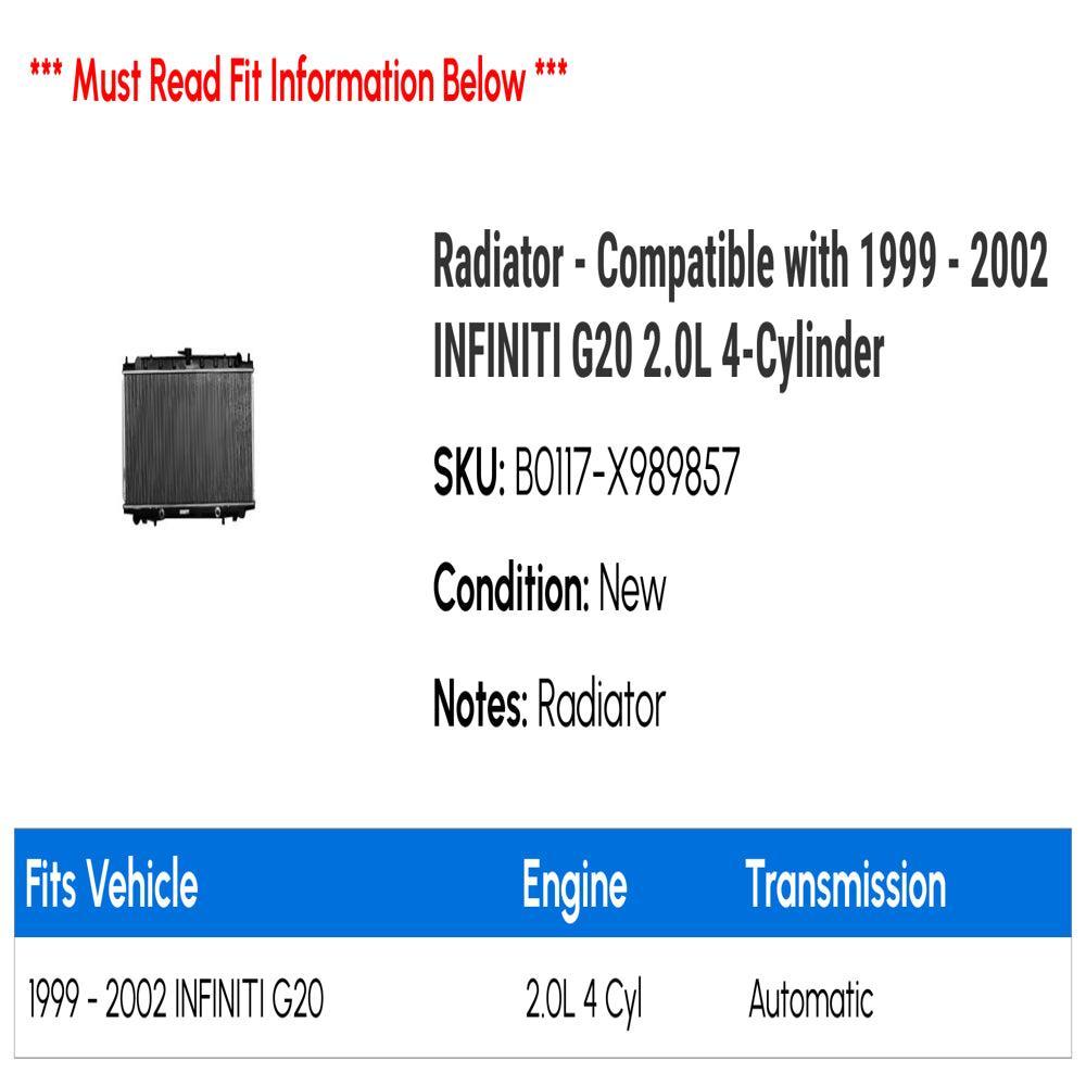 Radiator - Compatible with 1999 - 2002 INFINITI G20 2.0L 4-Cylinder 2000 2001