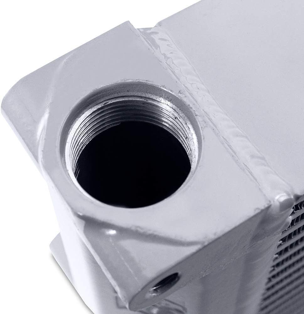 MMOC-SSO-10SL Universal Heavy-Duty Bar-And-Plate Oil Cooler, 10" Core, Same-Side Outlets, Silver