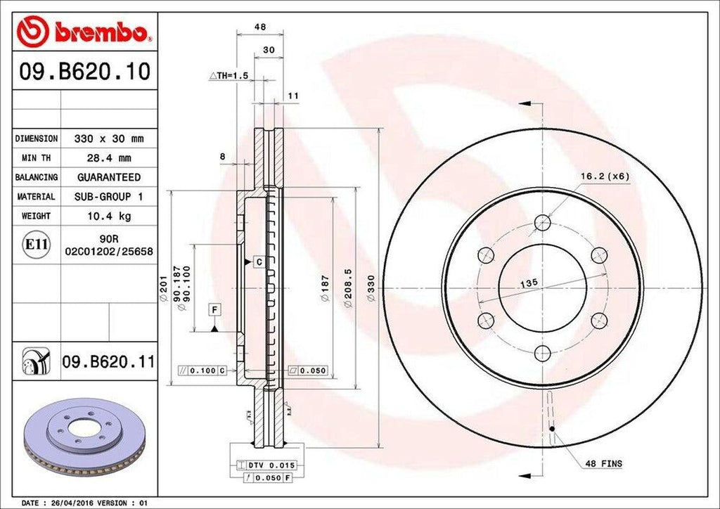 Brembo Front Disc Brake Rotor for Expedition, Navigator (09.B620.11)