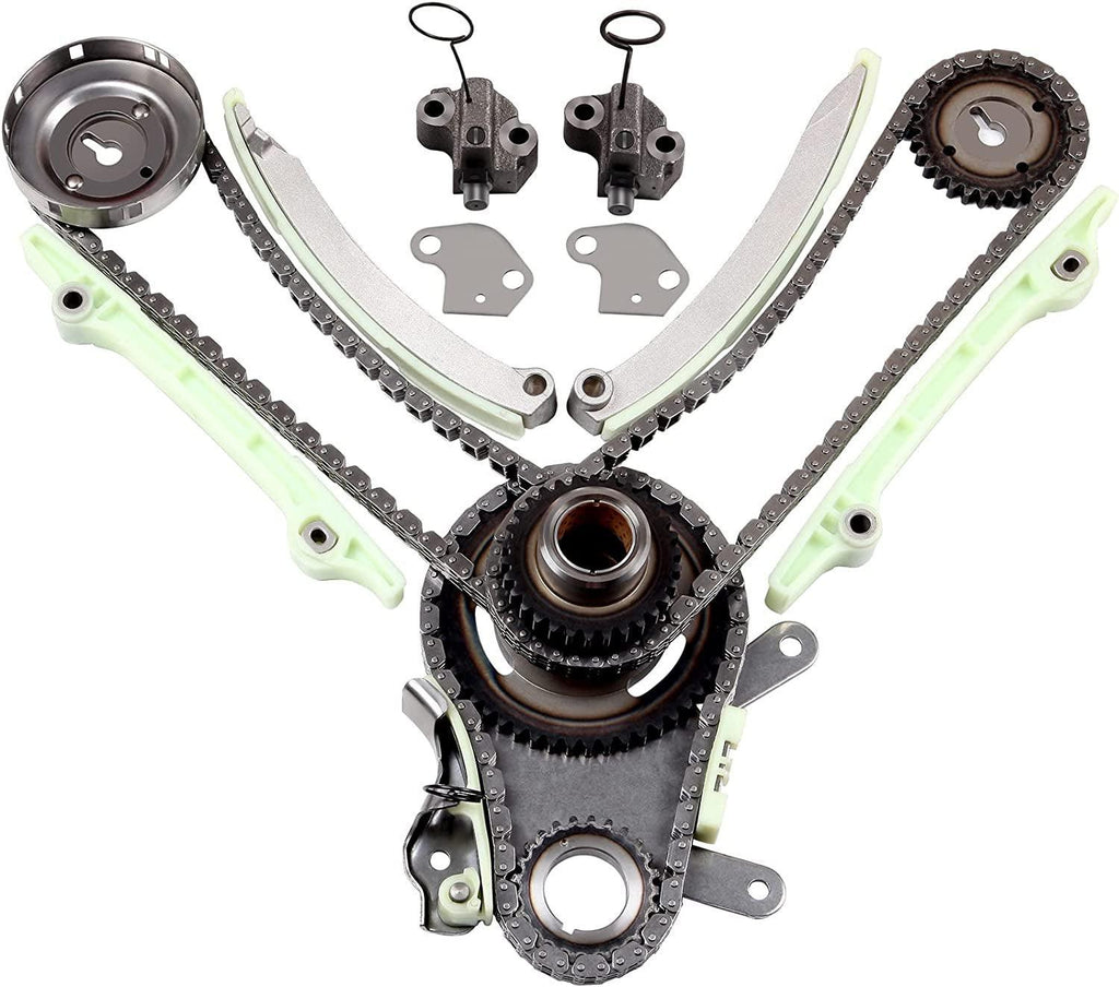 TKMI047L Timing Chain Kit Tensioner Guide Rail Sprocket Crank Sprocket Idler Sprocket Fits for Jeep COMMANDER Mitsubishi RAIDER Dodge Ram 1500 4.7L SOHC VIN P N NGC Design