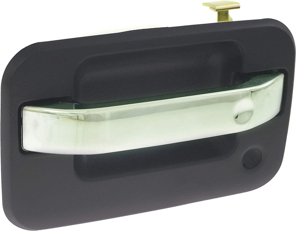 Front and Rear Exterior Door Handle Set of 4 Compatible with 2004-2014 Ford F-150 and 2006-2008 Lincoln Mark LT Chrome Lever with Textured Black Bezel Driver and Passenger Side