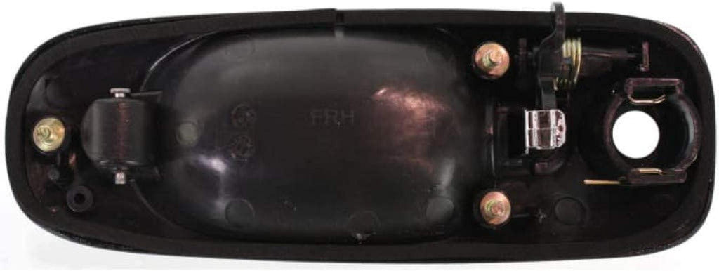 Compatible with Dodge Caravan Exterior Door Handle 2001-2007 Passenger Side Front, Smooth Black Bezel with Chrome Lever | with Key Hole | Trim: All Submodels