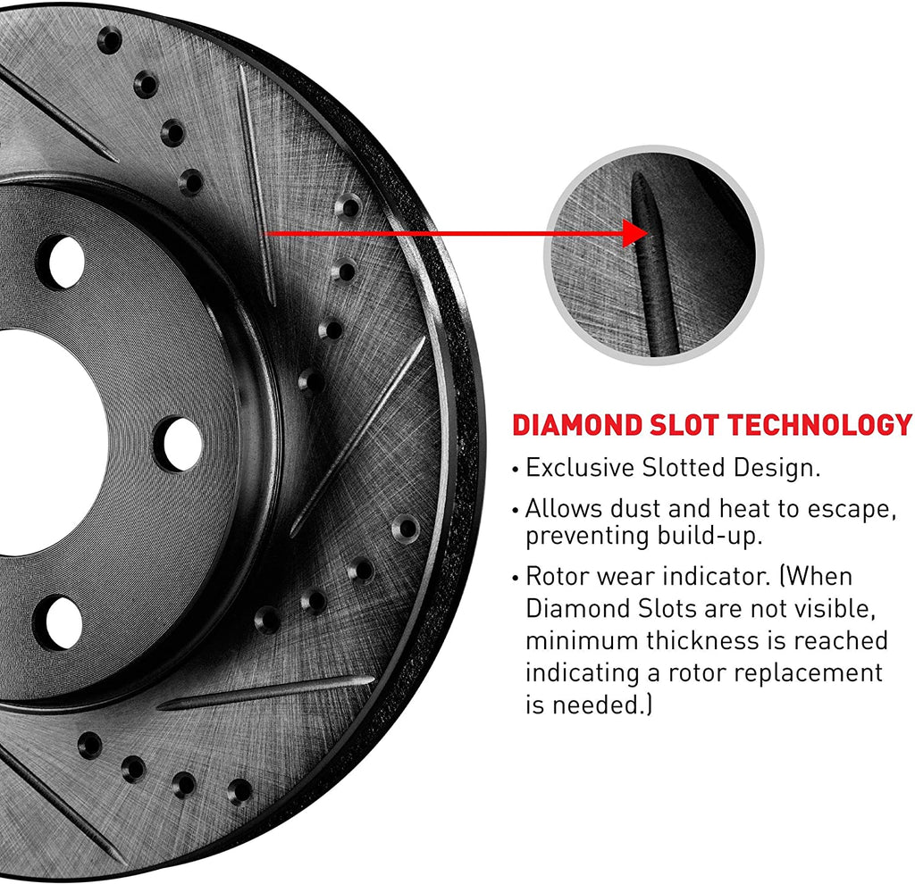 R1 Concepts Front Brake Rotor Kit |Brake Rotors| Brake Disc |Drilled and Slotted|Fits 2008-2019 Pontiac Vibe; Scion Xd; Toyota Corolla, Matrix