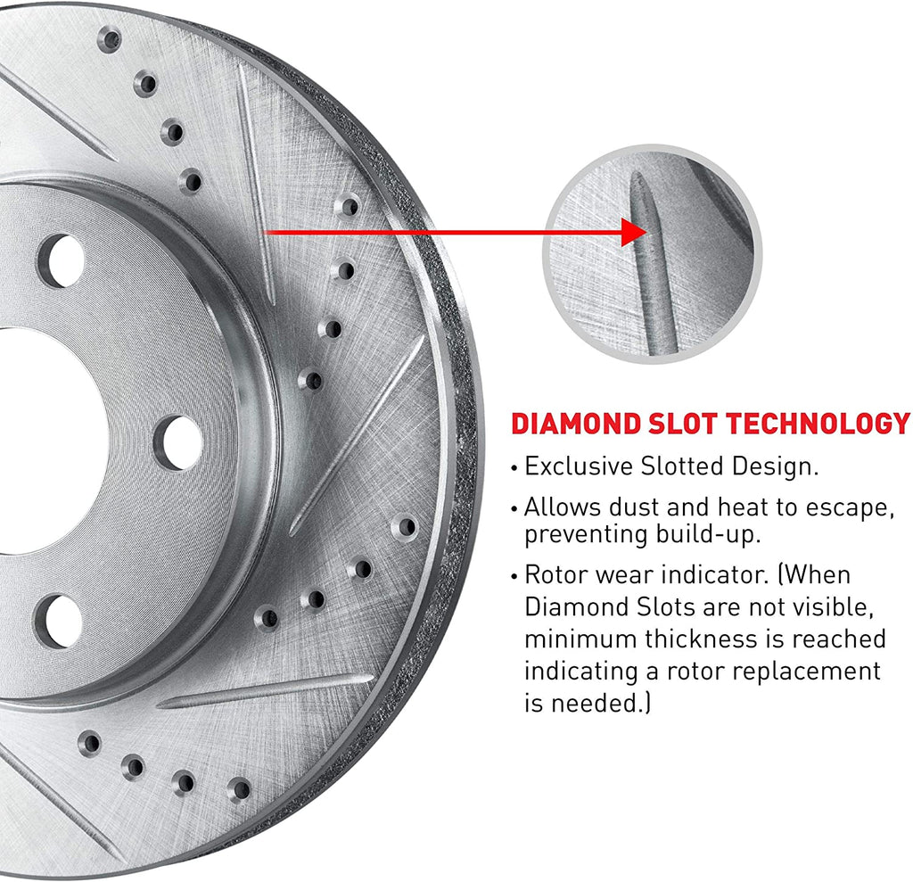 R1 Concepts Front Brake Rotor Kit |Brake Rotors| Brake Disc |Drilled and Slotted|Fits 2008-2019 Pontiac Vibe; Scion Xd; Toyota Corolla, Matrix